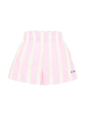 Shorts in nylon rosa con motivo a righe SAINT BARTH KIDS | MEA00100897L